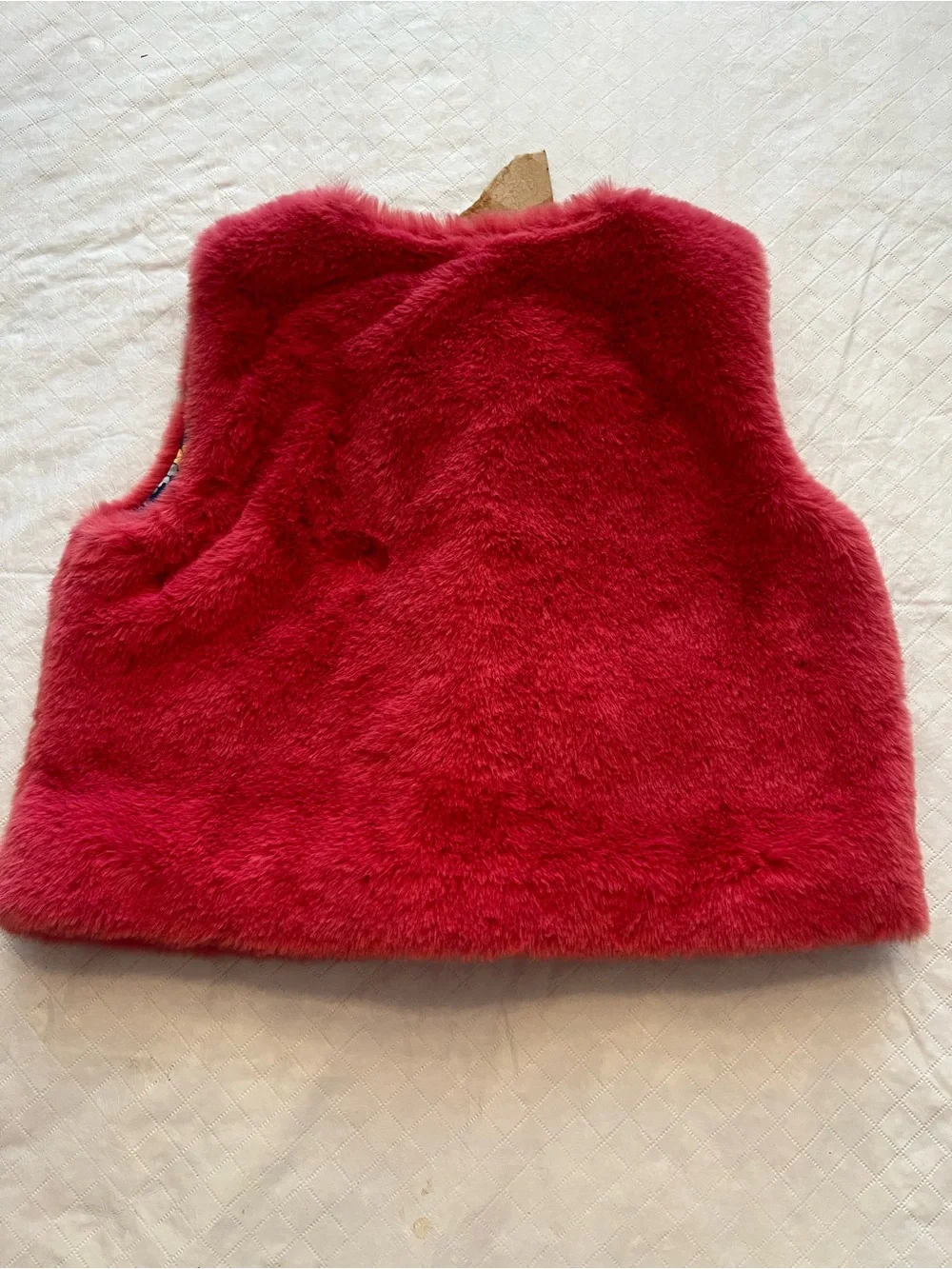 Mini Boden Red Faux Fur Vest